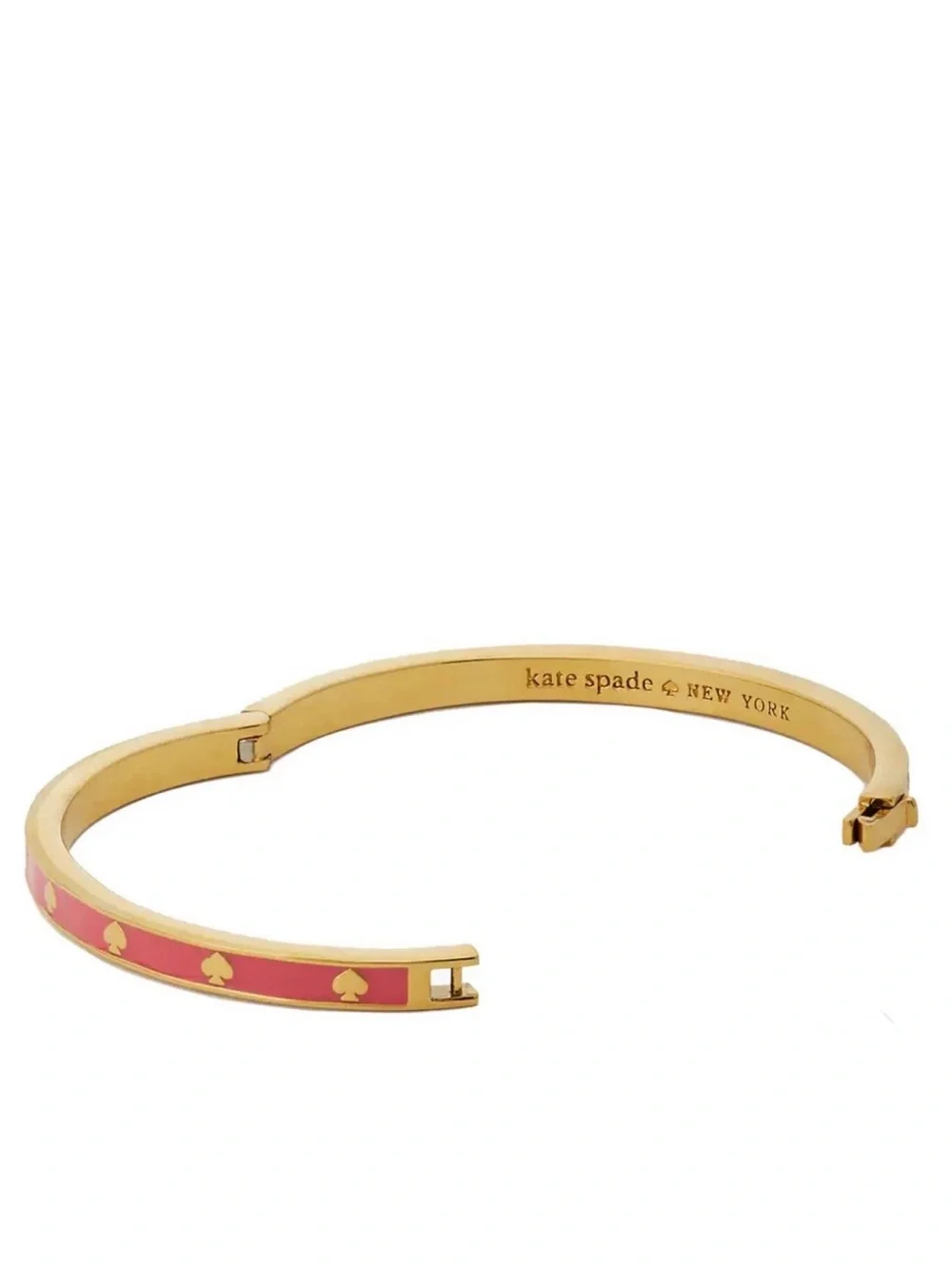 Kate spade | NWT Pink Peppe Enamel Gold-Tone Heart Bangle Bracelet - Picture 4 of 5